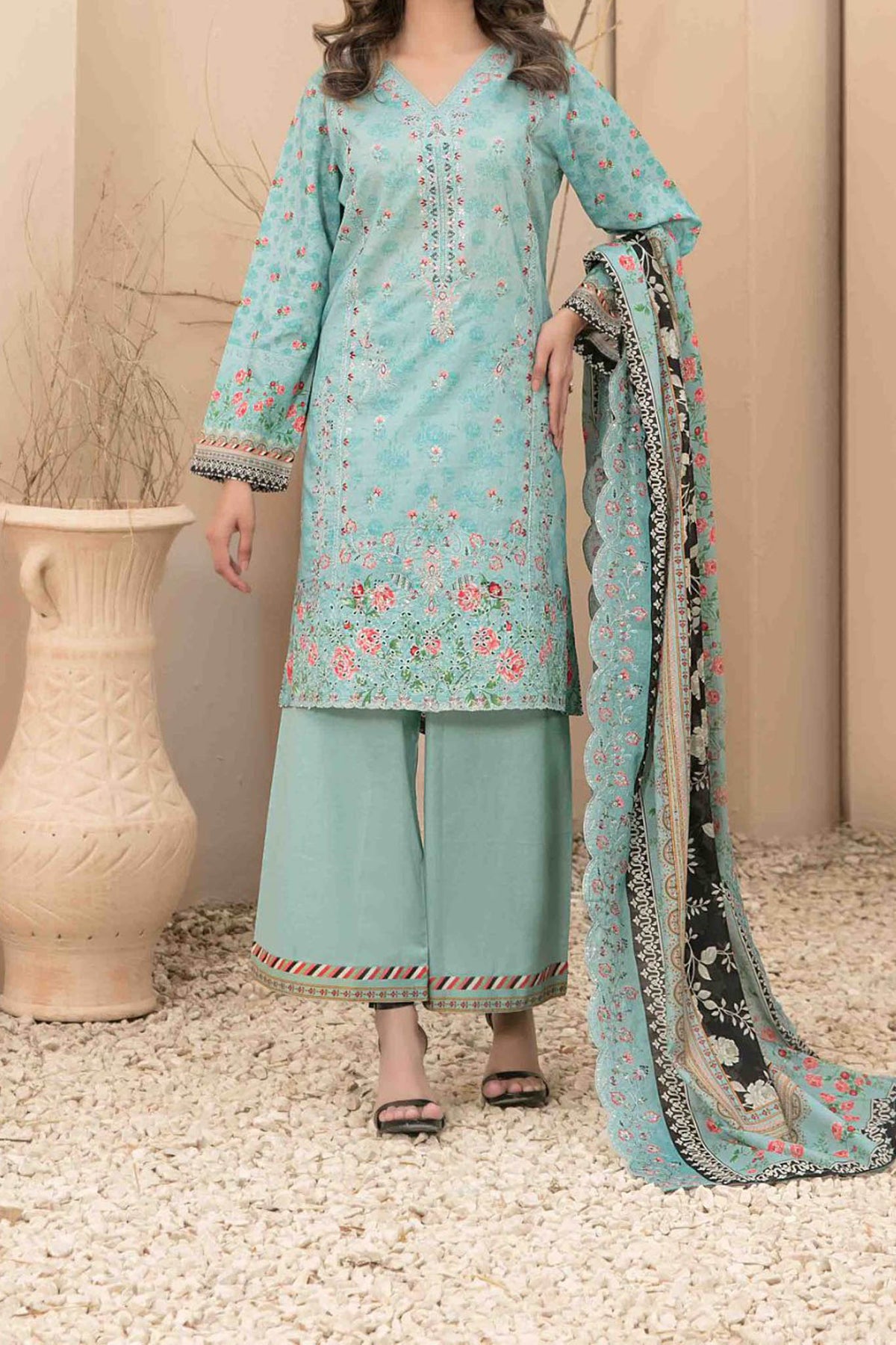 Farideh By Tawakkal Unstitched 3 Piece Emb Digital Print Lawn Collection'2024-D-2600