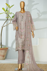 Bin Saeed Stitched 3 Piece Luxury Emb Lawn Suit-D-2700 GRAY