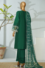 Bin Saeed Stitched 3 Piece Luxury Emb Lawn Suit-D-2701 GREEN