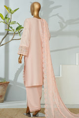 Bin Saeed Stitched 3 Piece Luxury Emb Lawn Suit-D-2709 PEACH