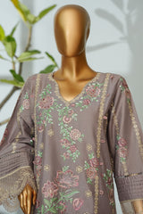 Bin Saeed Stitched 3 Piece Luxury Emb Lawn Suit- D-2755 GREY