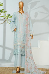 Bin Saeed Stitched 3 Piece Luxury Emb Lawn With Chiffon Dupatta- D-2760 FEROZI
