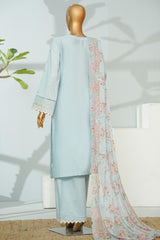 Bin Saeed Stitched 3 Piece Luxury Emb Lawn With Chiffon Dupatta- D-2760 FEROZI