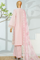 Bin Saeed Stitched 3 Piece Luxury Emb Lawn With Chiffon Dupatta- D-2761 PINK