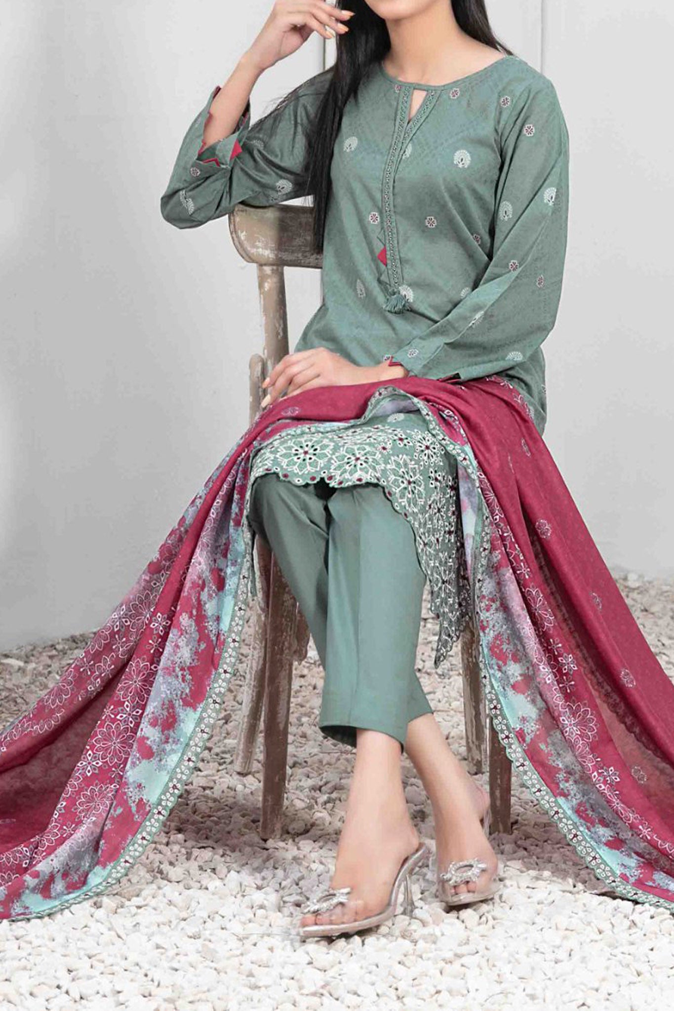 Tanzil By Tawakkal Stitched 3 Piece Emb Broshia Banarsi Lawn Collection'2024-D-2761