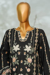 Bin Saeed Stitched 3 Piece Luxury Applique Kari Lawn Suit-D-2810-BLACK