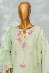 Bin Saeed Stitched 3 Piece Luxury Applique Kari Lawn Suit-D-2813-GREEN