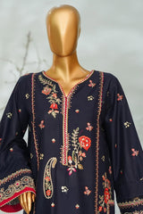 Bin Saeed Stitched 3 Piece Luxury Applique Kari Lawn Suit-D-2814-BLUE