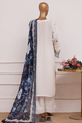 Bin Saeed Stitched 3 Piece Luxury Emb Lawn Vol-06 Suit-D-2845-Off White