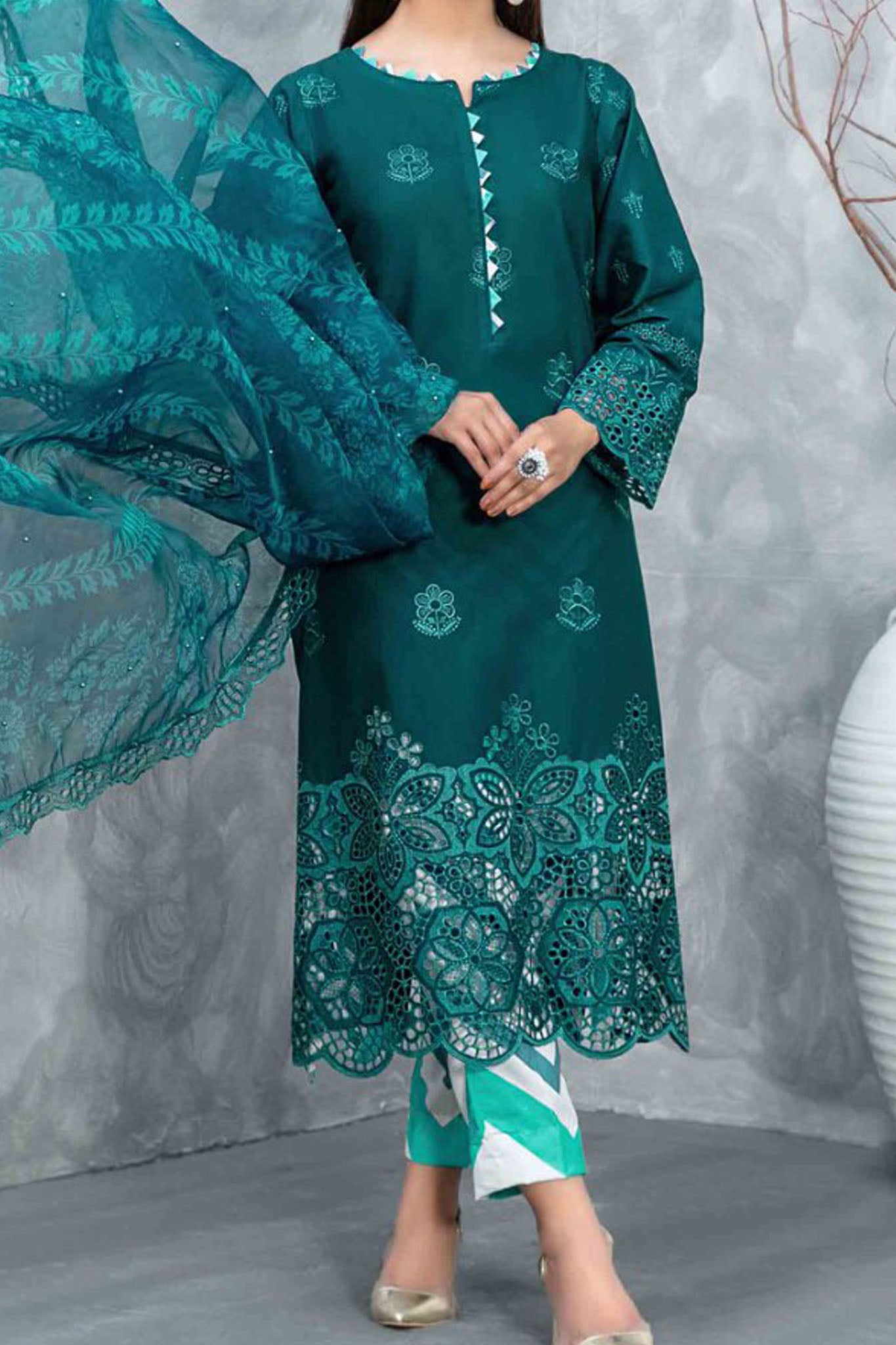 Rayleah By Tawakkal Unstitched 3 Piece Emb Schiffli Lawn Collection'2024-D-2927