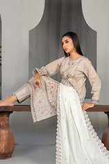 Efza By Tawakkal Unstitched 3 Piece Fancy Emb Lawn Suit-D-2971