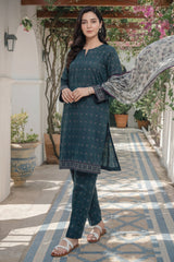 Arshi By Tawakkal Stitched 3 Piece Printed Rotary Lawn Suit-D-2994-Teal