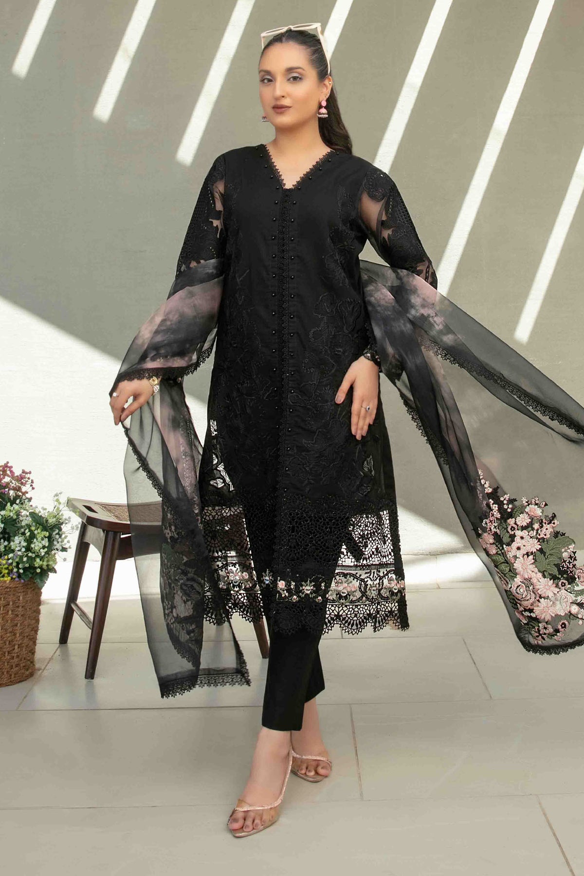 Zevira By Tawakkal Semi Stitched 3 Piece Emb Fancy Lawn Collection-D-3247