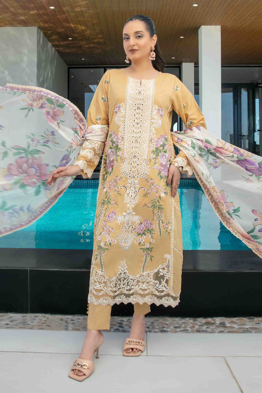 Zevira By Tawakkal Semi Stitched 3 Piece Emb Fancy Lawn Collection-D-3251