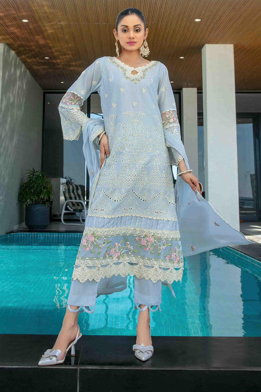 Zevira By Tawakkal Semi Stitched 3 Piece Emb Fancy Lawn Collection-D-3253