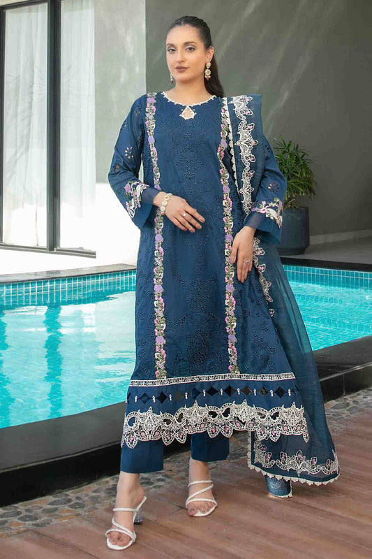 Zevira By Tawakkal Semi Stitched 3 Piece Emb Fancy Lawn Collection-D-3255