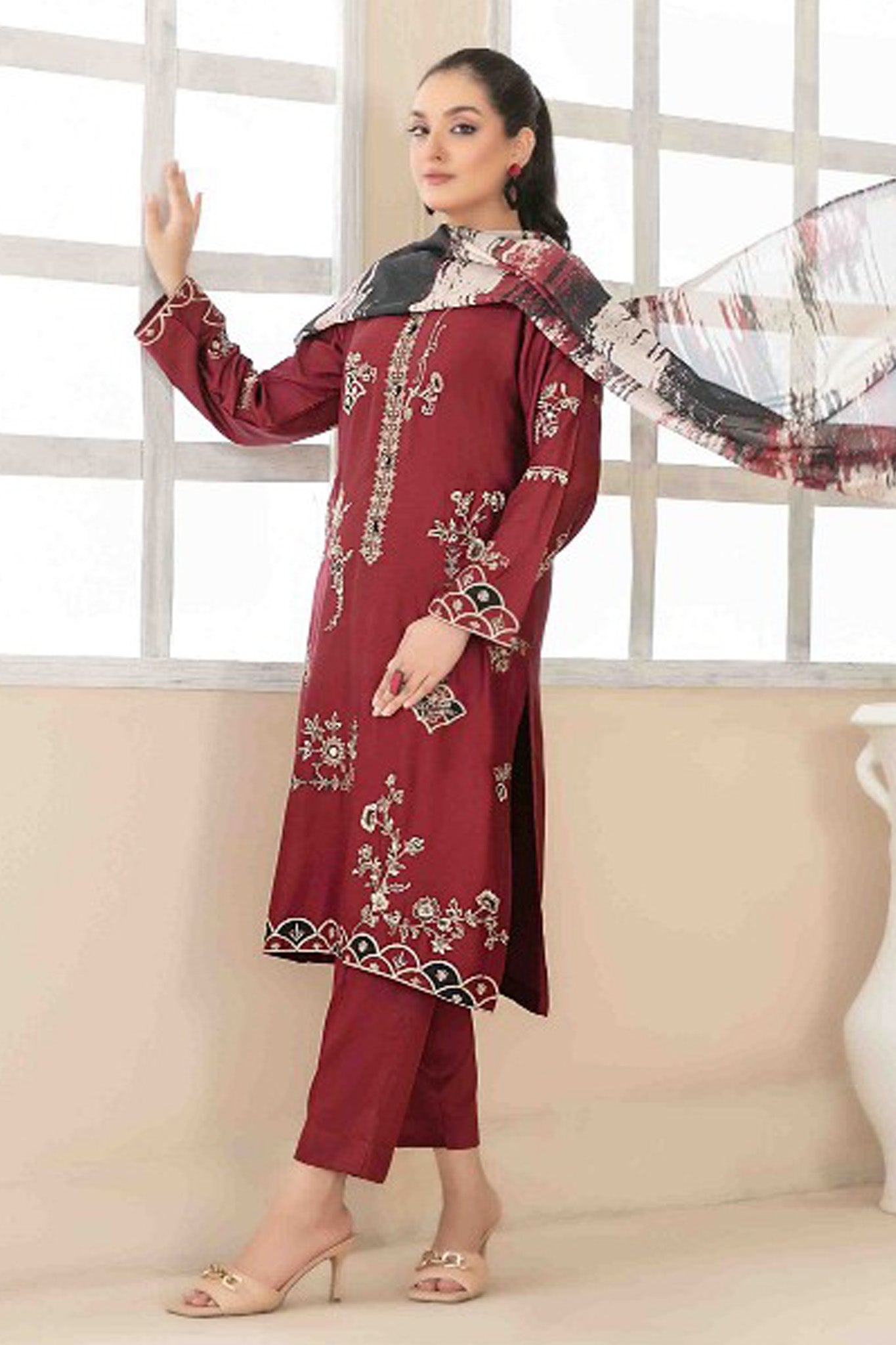 Araceli By Tawakkal Stitched 3 Piece Fancy Emb Belgian Viscose Collection'2024-D-3709