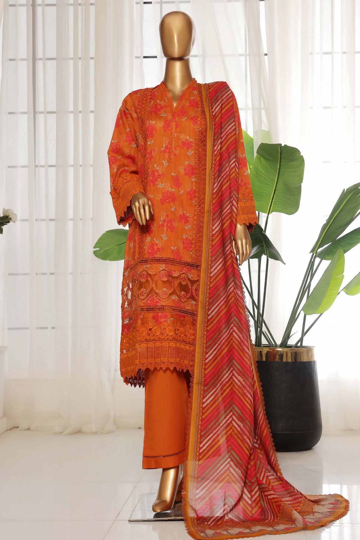 Rania By Sada Bahar Stitched 3 Piece Emb Lawn Vol-02 Collection-D-3993-Rust