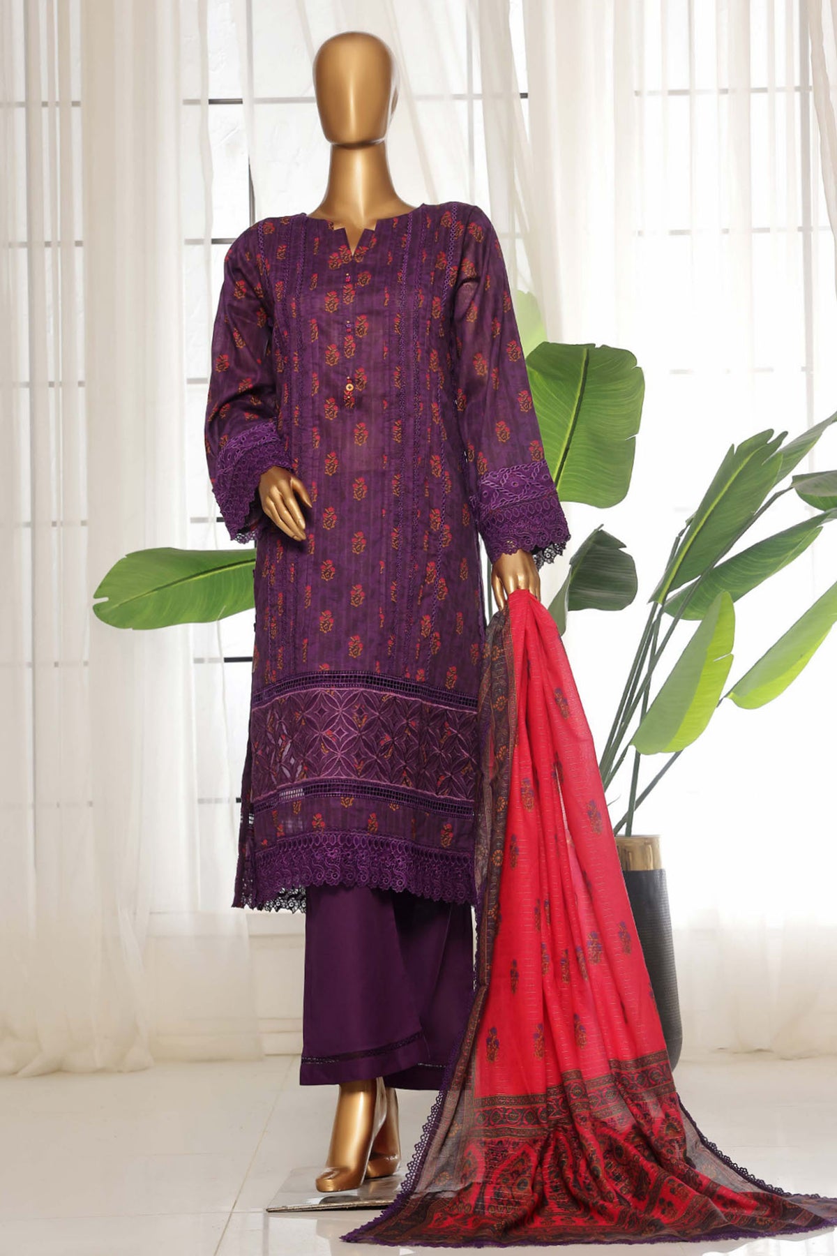 Rania By Sada Bahar Stitched 3 Piece Emb Lawn Vol-02 Collection-D-4056-Purple