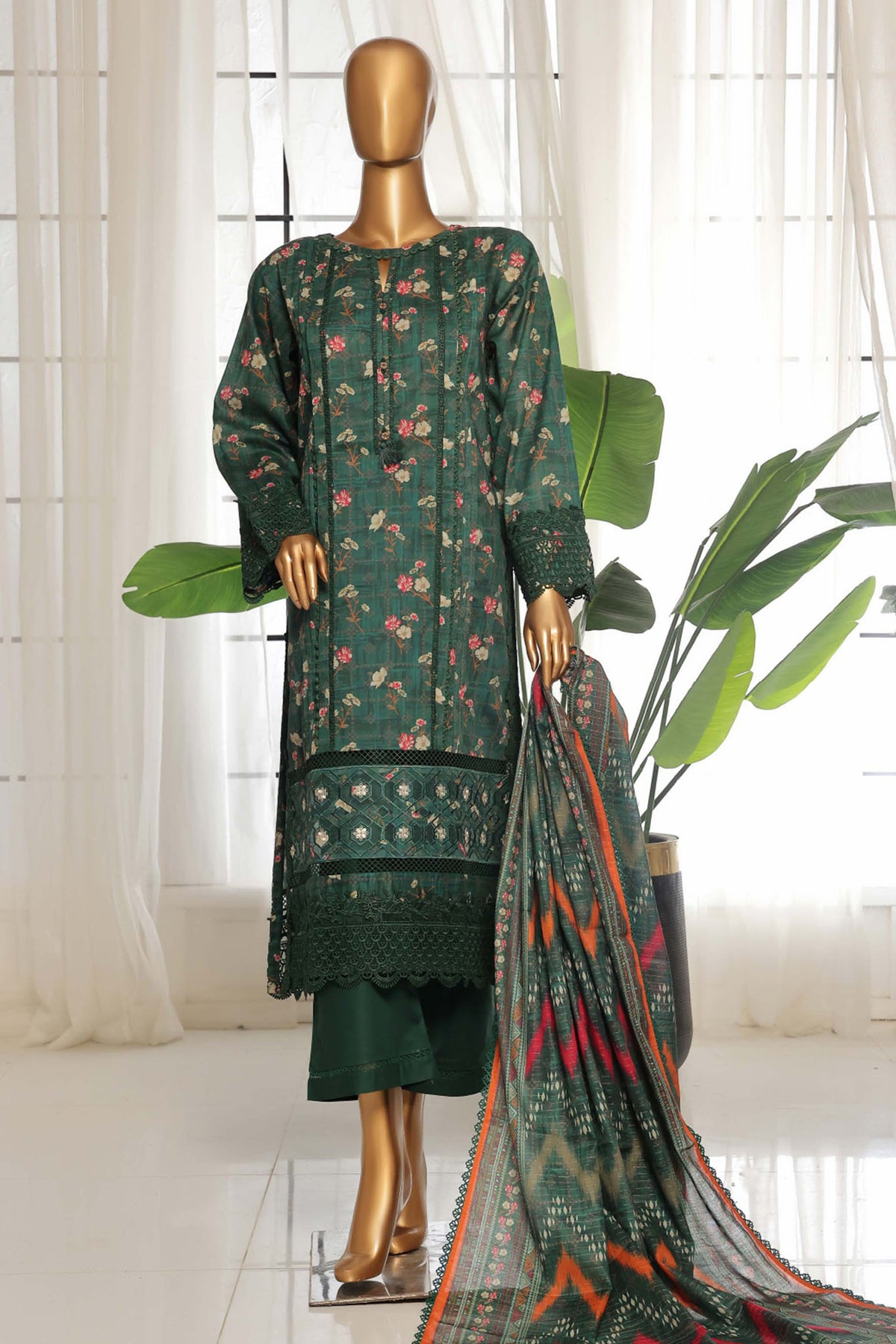 Rania By Sada Bahar Stitched 3 Piece Emb Lawn Vol-02 Collection-D-4078-Green