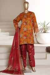 Malika By Sada Bahar Stitched 3 Piece Emb Lawn With Shalwar Suit-D-5066-GOLDEN