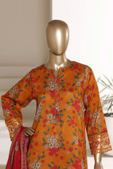 Malika By Sada Bahar Stitched 3 Piece Emb Lawn With Shalwar Suit-D-5066-GOLDEN