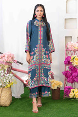 Damask By Tawakkal Stitched 2 Piece Digital Print Silk Collection-D-5204-Blue