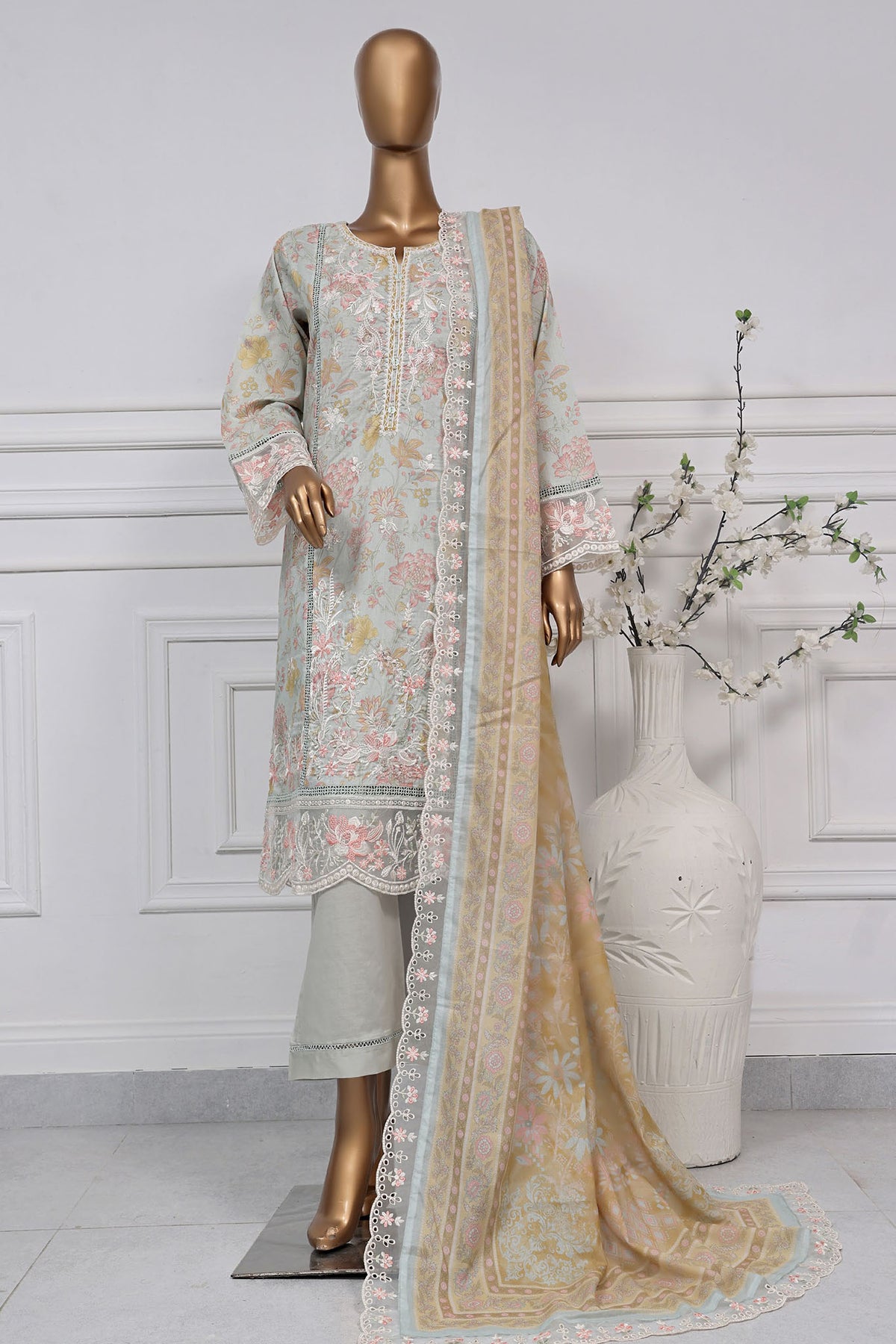 Signature By Sada Bahar Stitched 3 Piece Festive Emb Lawn Collection'2025-D-5292-Mint