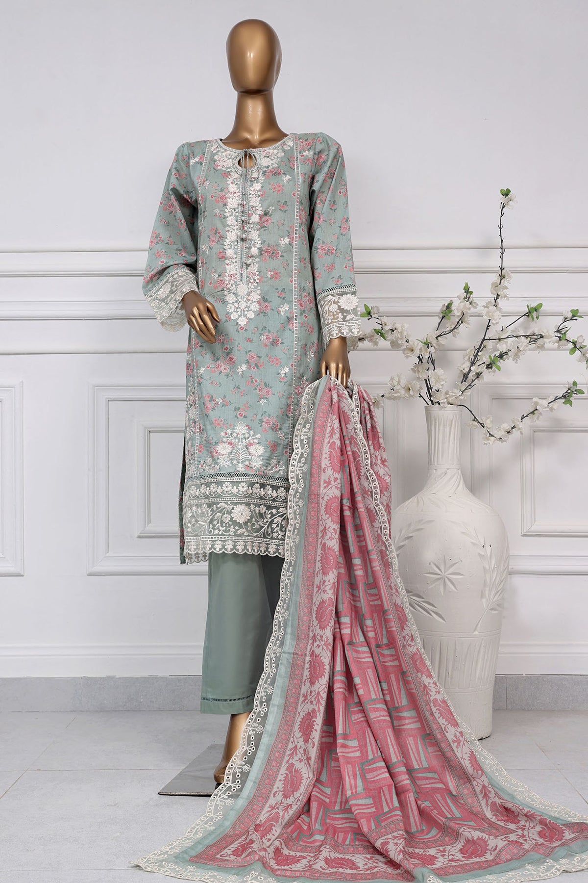 Signature By Sada Bahar Stitched 3 Piece Festive Emb Lawn Collection'2025-D-5340-Mint