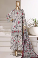 Malika By Sada Bahar Stitched 3 Piece Festive Lawn Vol-01 Suit-D-5352-GREY