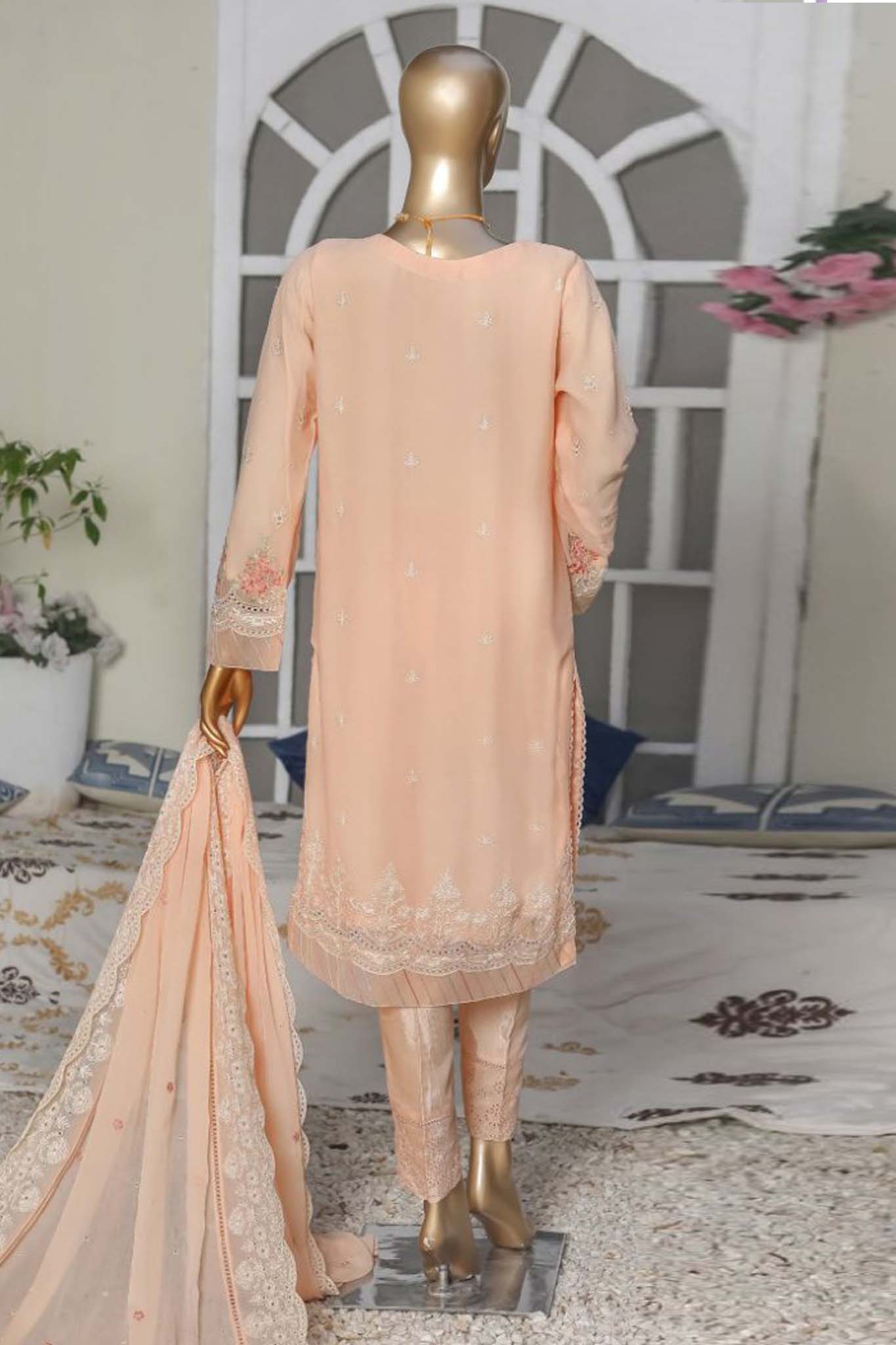 Hz Chiffon Pret Embroidered Formal Vol-02 Collection'2023-D-65 Peach