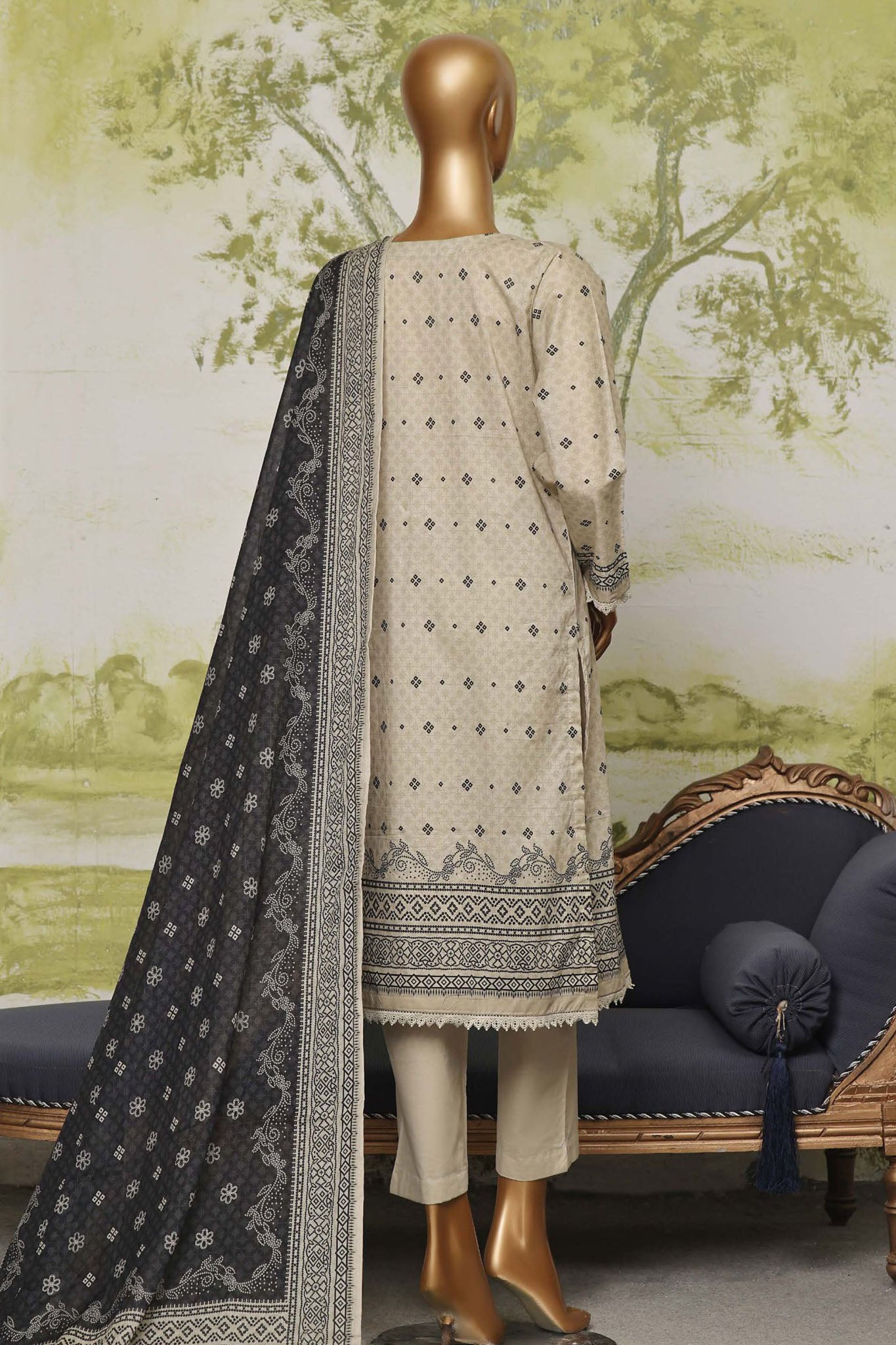 Sada Bahar Stitched 3 Piece Printed Lawn Vol-03 Collection'2024-D-699-Off White