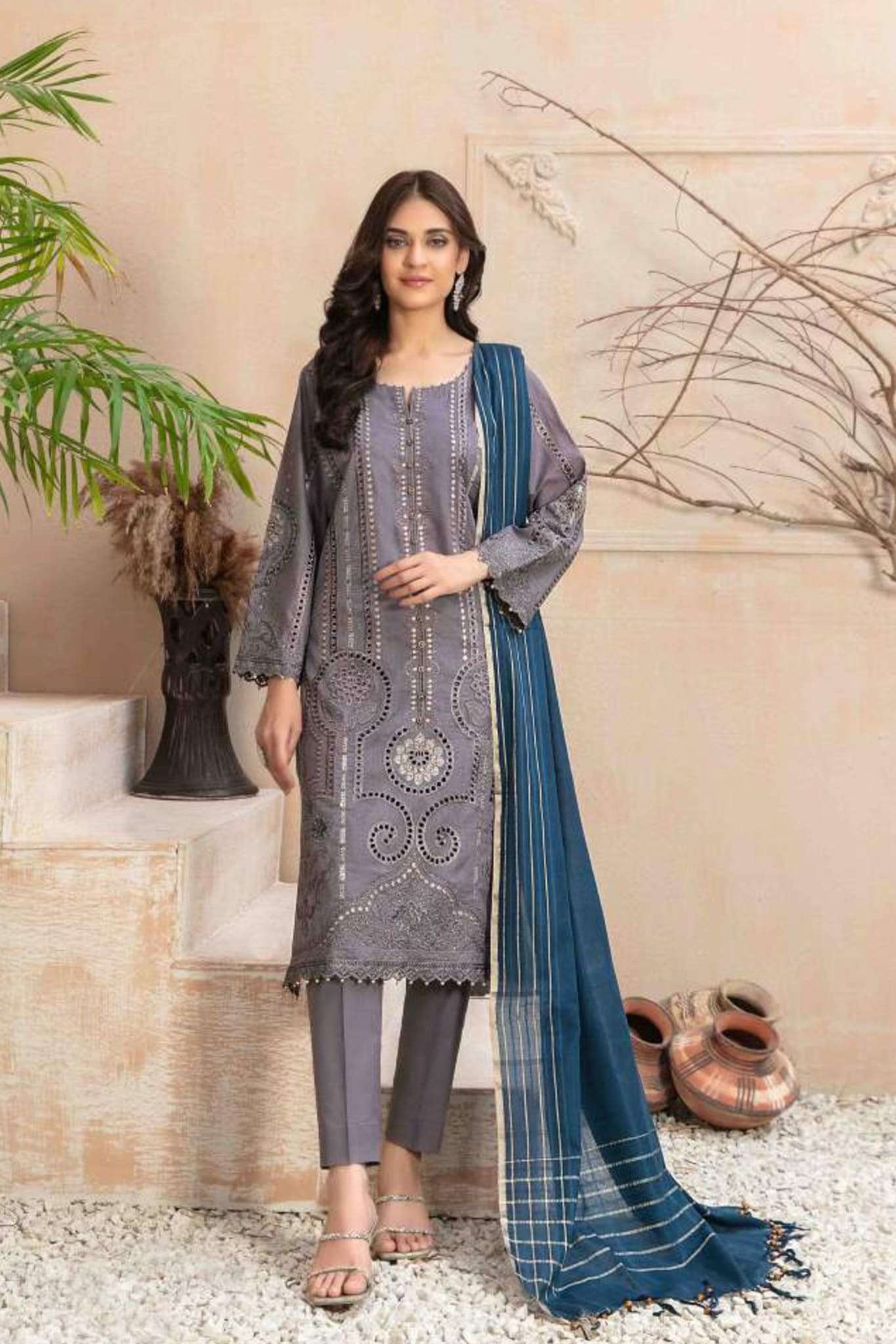 Afsaneh by Tawakkal Semi Stitched 3 Piece Jacquard Lawn Collection'2023-A-8866