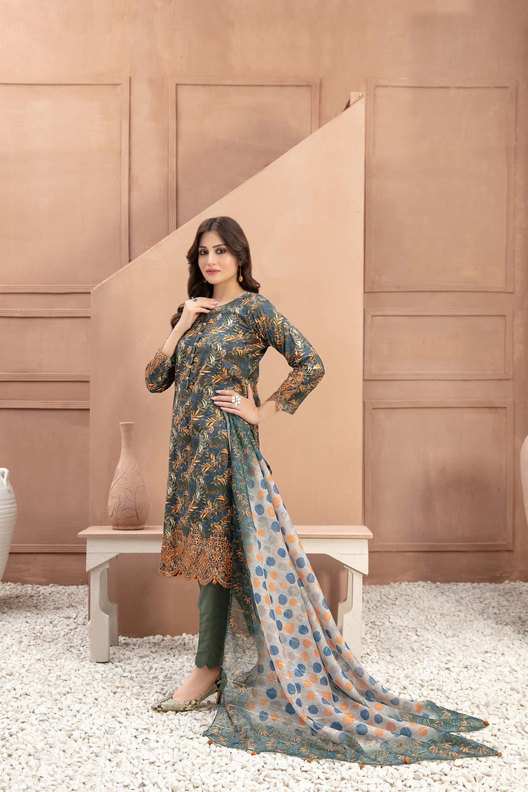 Dareen by Tawakkal Unstitched 3 Piece Emb Boring Lawn Collection'2023-D-9195