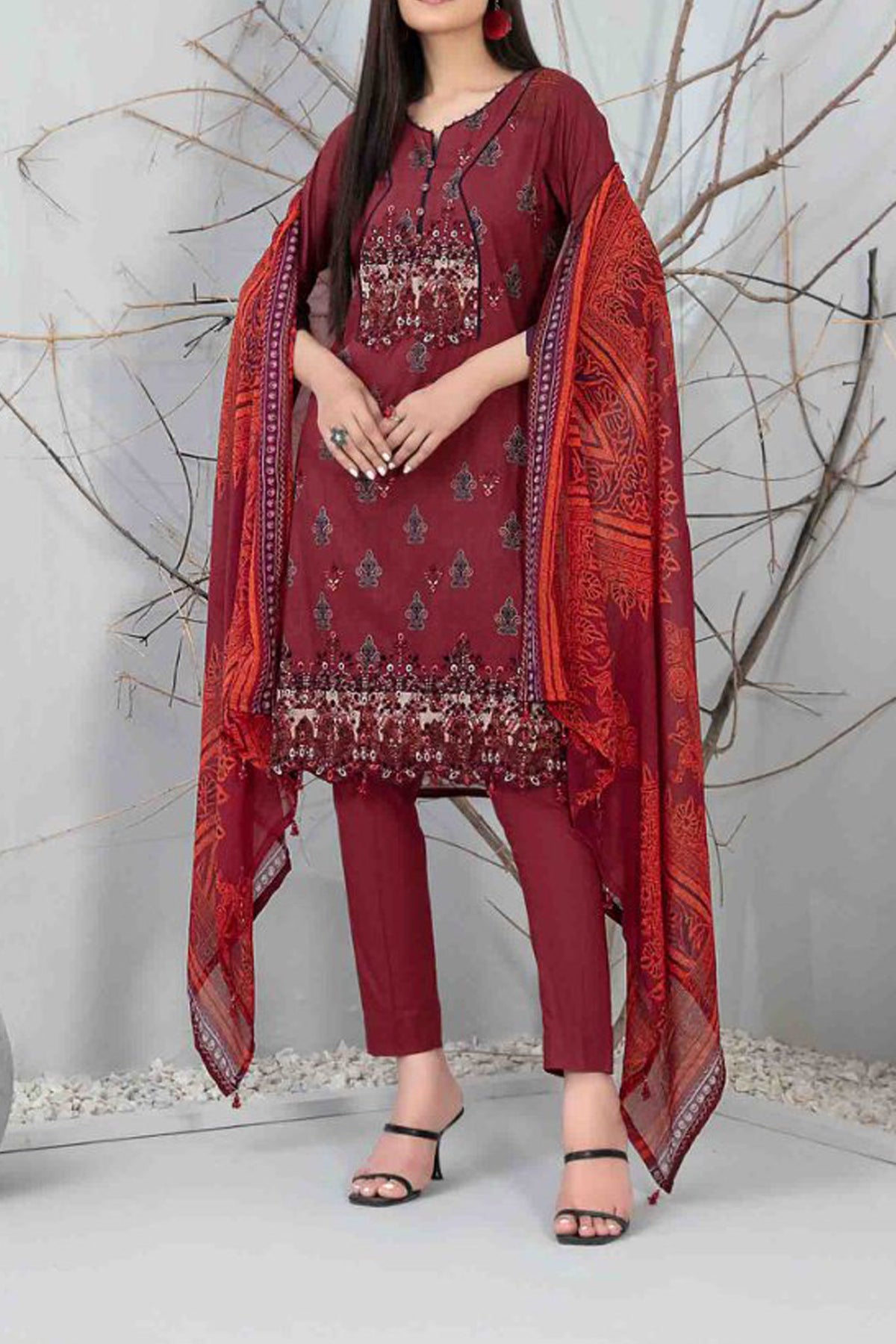Zuha By Tawakkal Unstitched 3 Piece Emb Lawn Print Collection'2024-D-9302