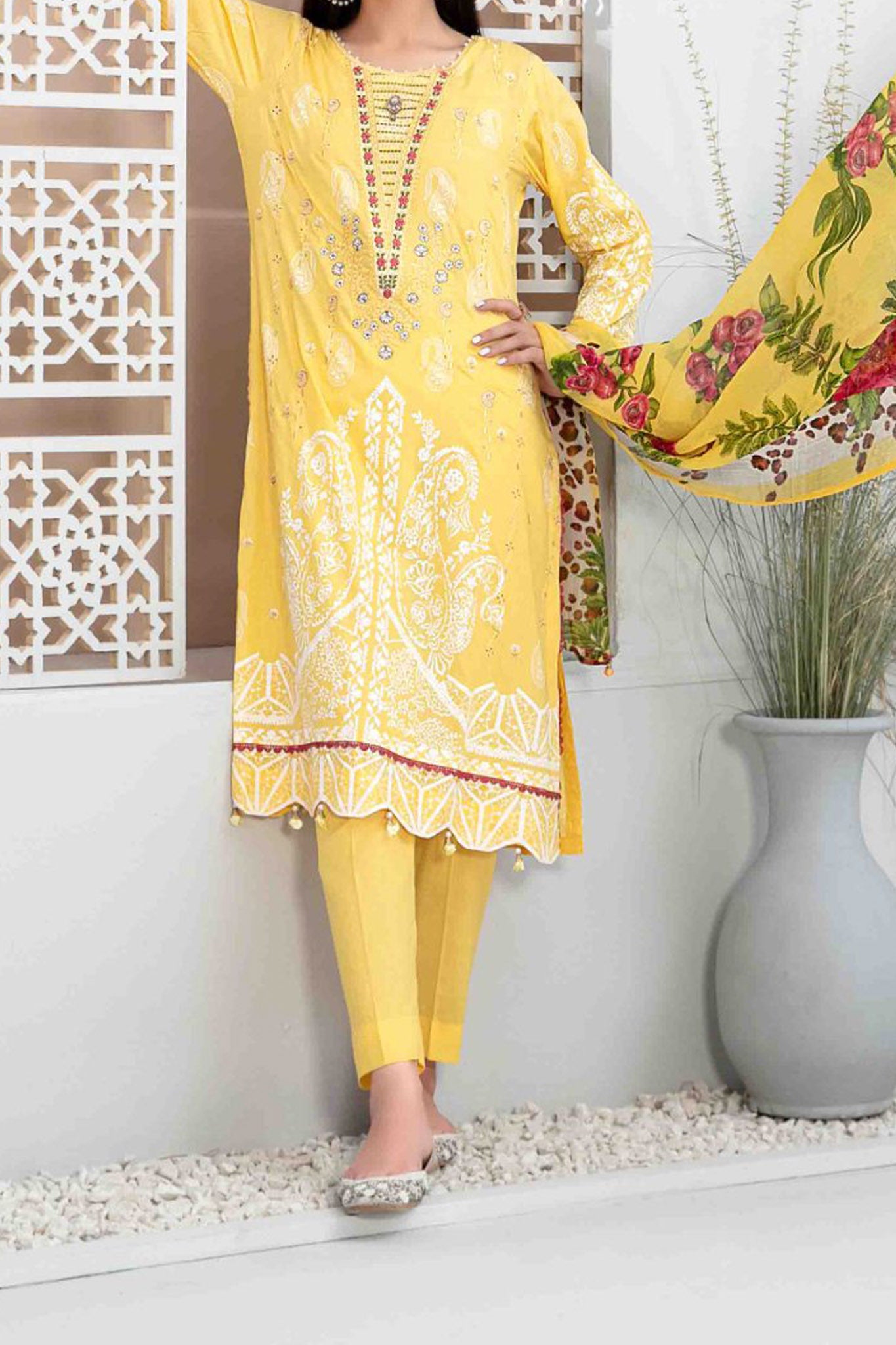 Zuha By Tawakkal Unstitched 3 Piece Emb Lawn Print Collection'2024-D-9305