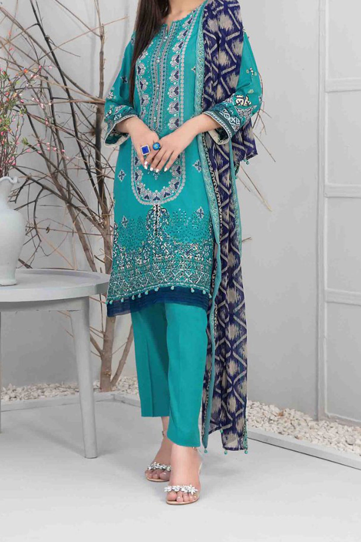 Zuha By Tawakkal Unstitched 3 Piece Emb Lawn Print Collection'2024-D-9308