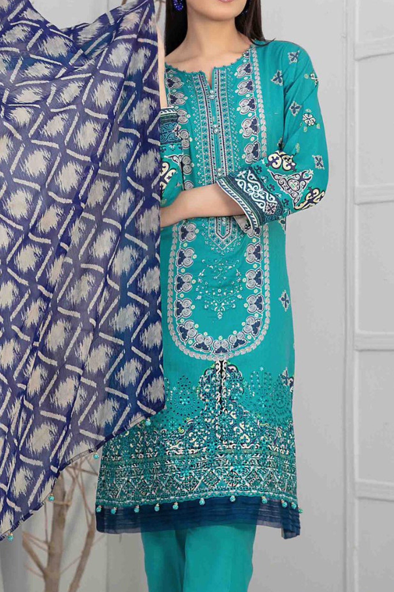 Zuha By Tawakkal Unstitched 3 Piece Emb Lawn Print Collection'2024-D-9308