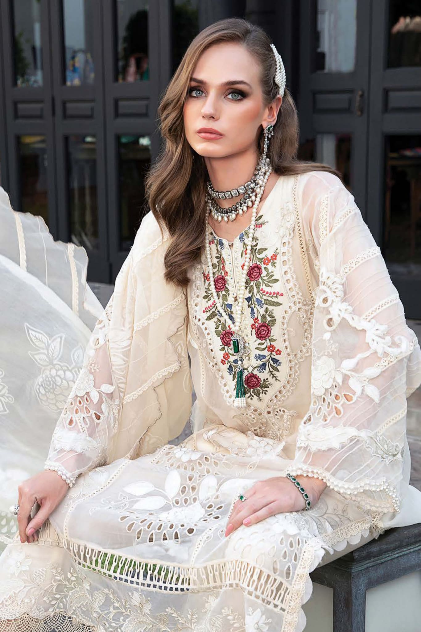 Maria B Unstitched 3 Piece Luxury Eid Lawn Collection'2023-D-01