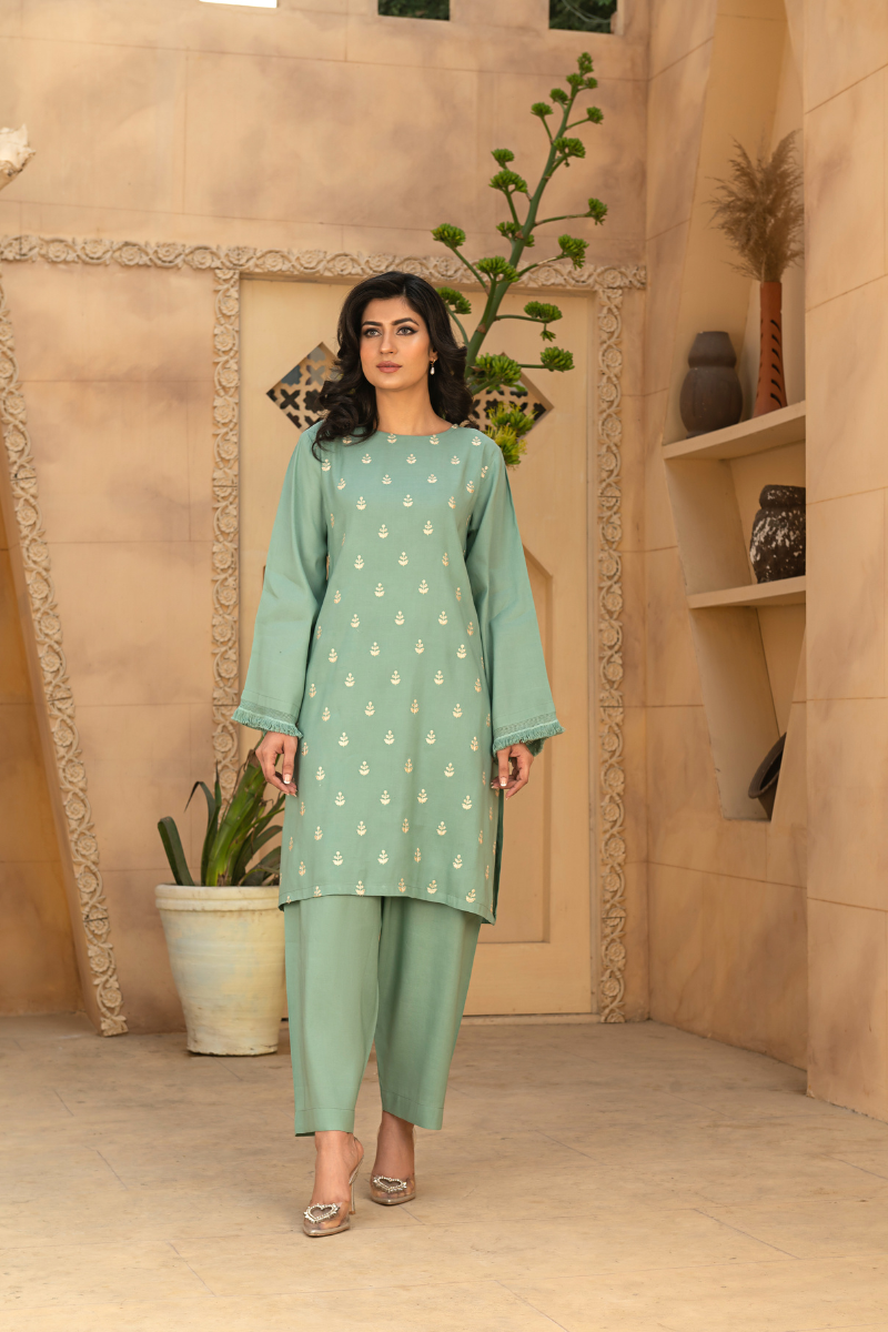 MYAURA Stitched 2 Piece Viscose Collection- Mint Green