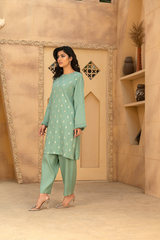 MYAURA Stitched 2 Piece Viscose Collection- Mint Green