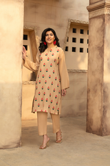 MYAURA Stitched 2 Piece Viscose Collection- Beige