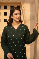 MYAURA Stitched 2 Piece Viscose Collection- Dark Green