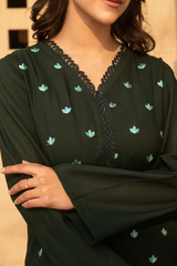 MYAURA Stitched 2 Piece Viscose Collection- Dark Green