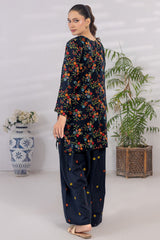 Basic Essentials By Dor Stitched Co Ords Digital Printed Cotton Collection'2025-DBEC-02-Navy Blue