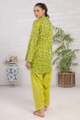 Basic Essentials By Dor Stitched Co Ords Digital Printed Cotton Suit-DBEC-06-Lime Green