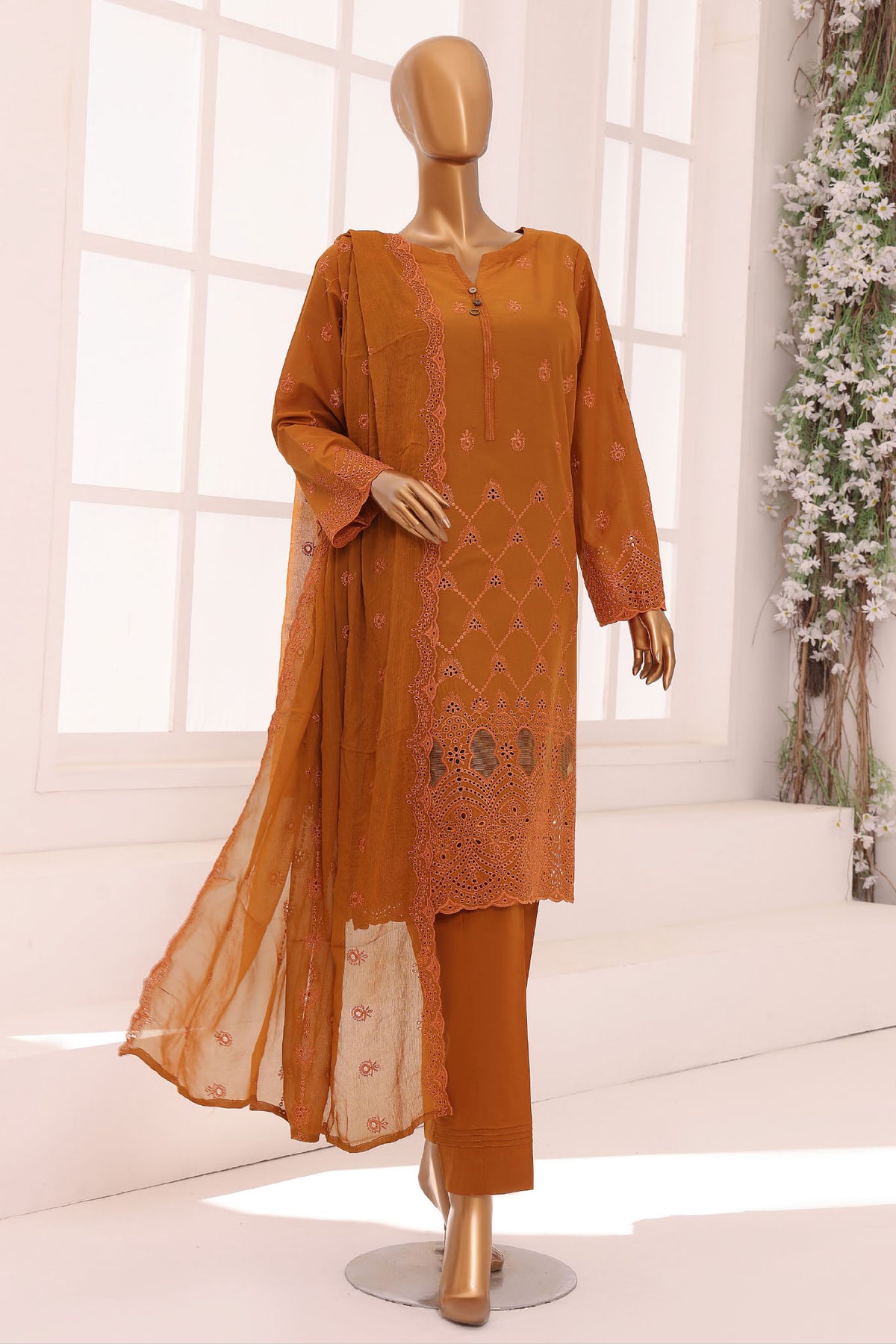 Dynasty By HZ Unstitched 3 Piece Emb Chikankari Lawn Collection-DCE-05