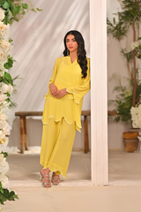 Dhaga Stitched 2 Piece Solids Crepe Summer Collection'2025-Daffodil