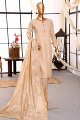 Damask By HZ Stitched 3 Piece Jacquard Lawn Collection'2024-DJL-405-Cream