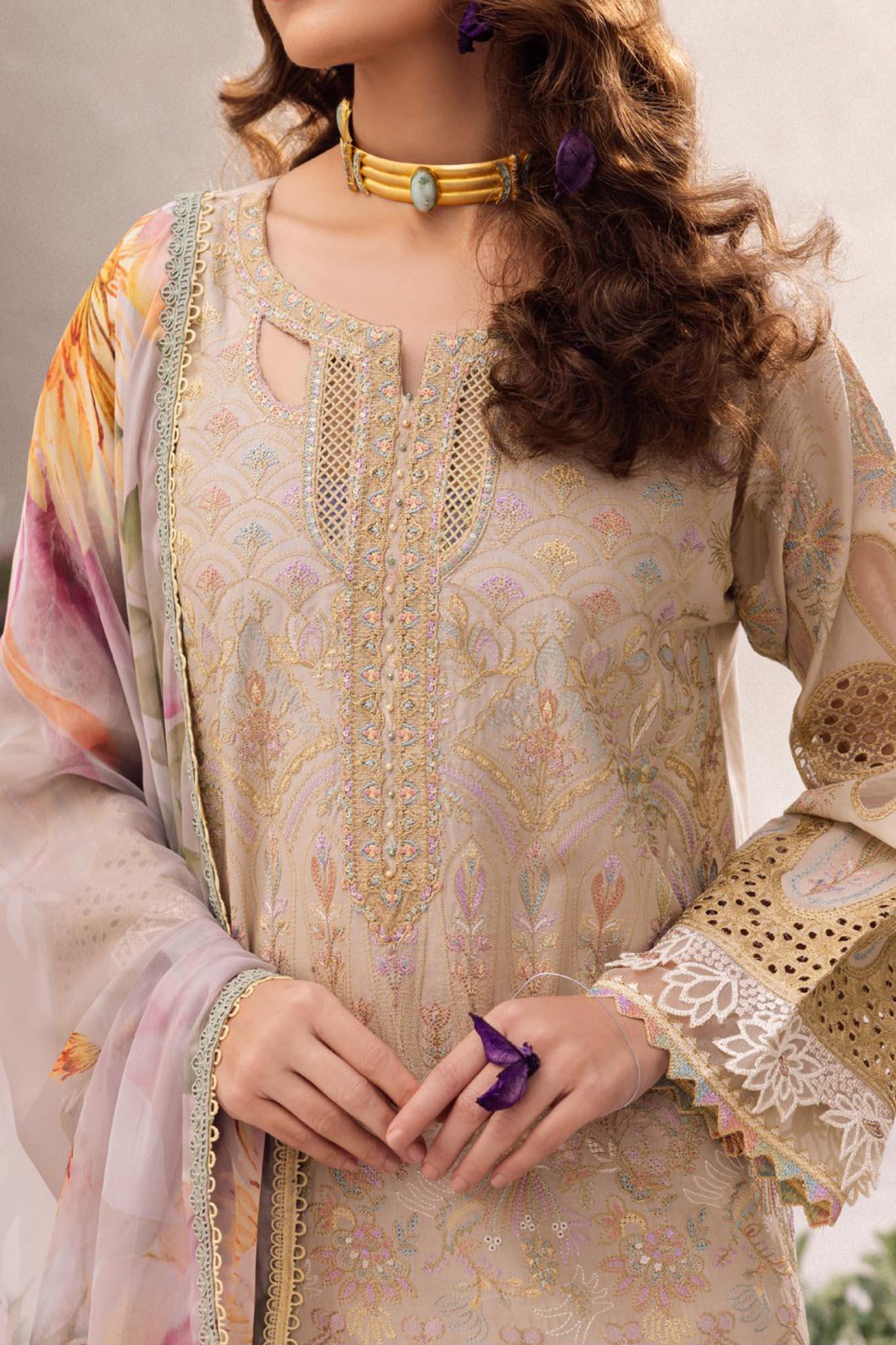 Dahlia by Iznik Unstitched 3 Piece Printed Lawn Collection'2024-DL-03-Cascade